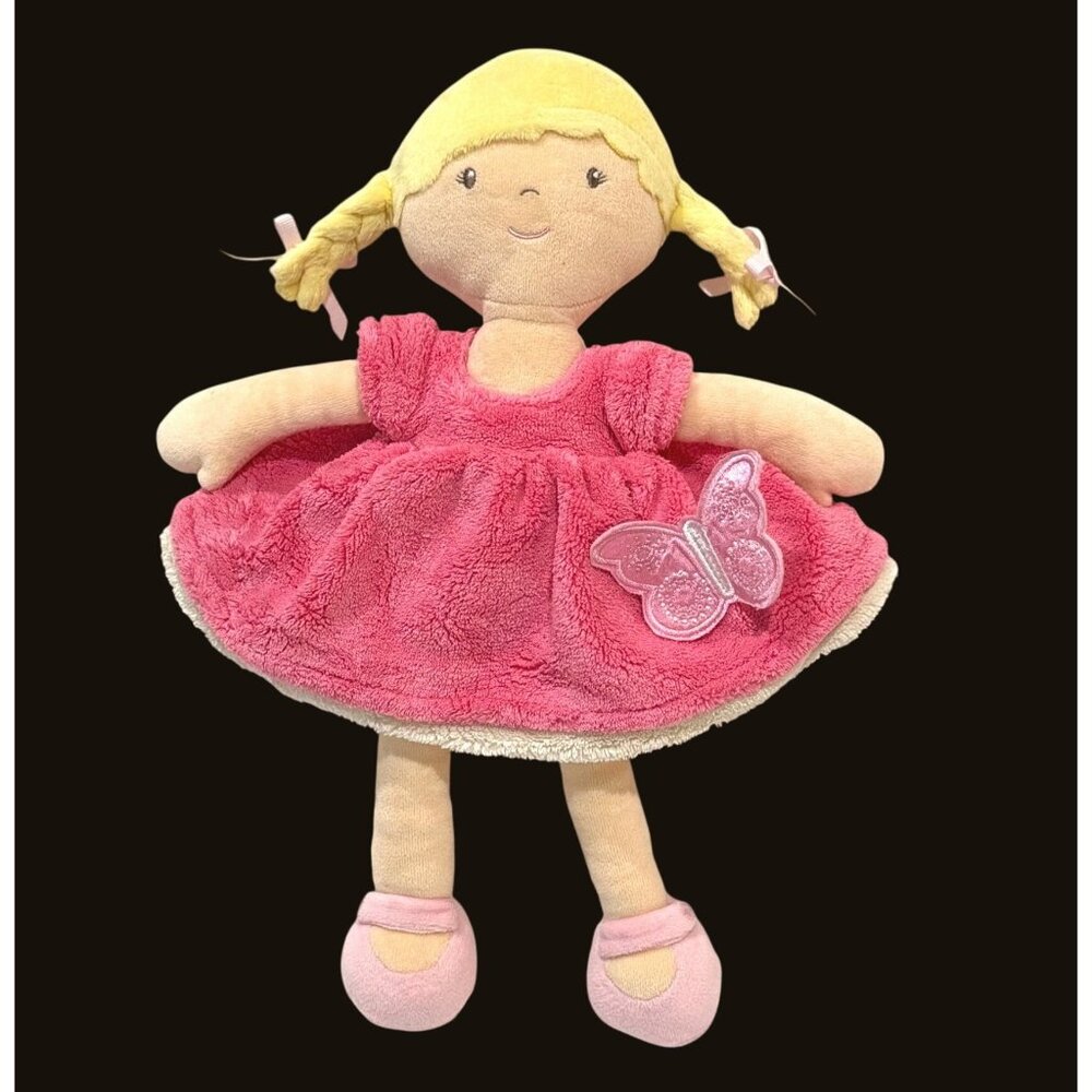 15" Bonikka blonde soft baby doll pink butterfly dress plush crib toy plush Home